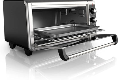 TO3250XSBD 8-Slice Extra Wide Convection Countertop Toaster Oven, Includes Bake Pan, Broil Rack & Toasting Rack, Stainless Steel/Black