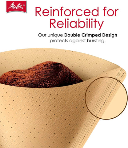 #2 Cone Coffee Filters, Natural Brown, 100 Count - Fits All 2-6 Cup Cone Coffee Makers and 1-Cup Pour-Over Brewers, Compostable, Tear-Resistant, Made in USA