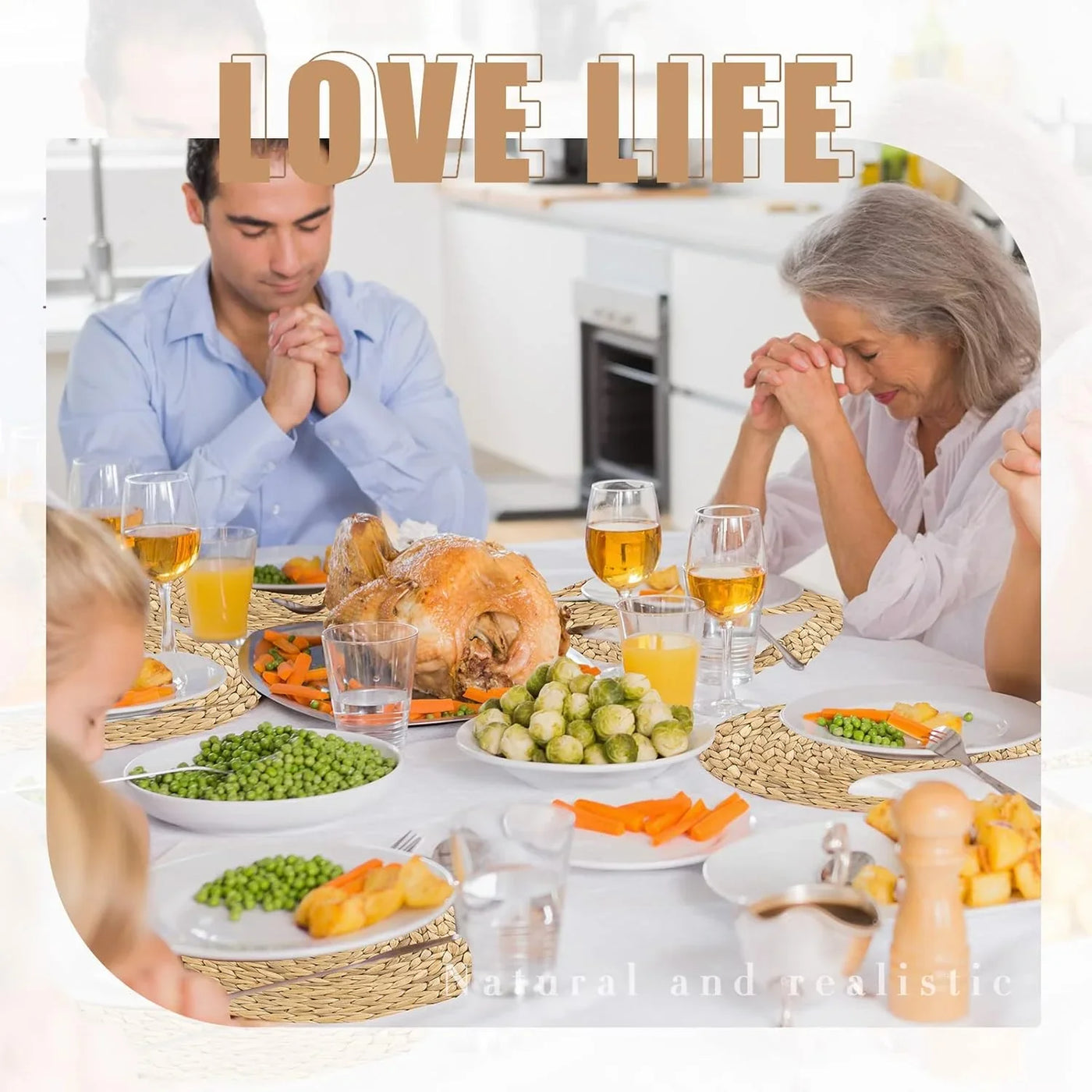 100 Pcs Disposable Printed Woven Paper Placemats Bulk 11 Inch round Wicker Printed Chargers Place Mat Farmhouse Braided Rattan Tablemats for Wedding Dinner Party(Light Brown)