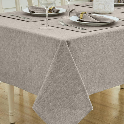 Rectangle Table Cloth Linen Farmhouse Stainproof Waterproof Washable Polyester Oblong Rectangular Fabric Table Cover for Kitchen Dining Dinner(Flaxen/52X70 Inch)