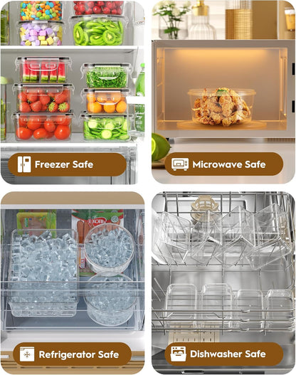40 PCS Food Storage Containers with Lids Airtight (20 Containers & 20 Lids), 100% Leakproof Meal Prep Container Set for Kitchen Storage, Bpa-Free, Pvc-Free Reusable Plastic, Microwave/Dishwasher Safe