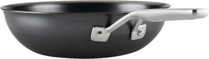 Black non-stick wok with stainless steel handle for everyday cooking