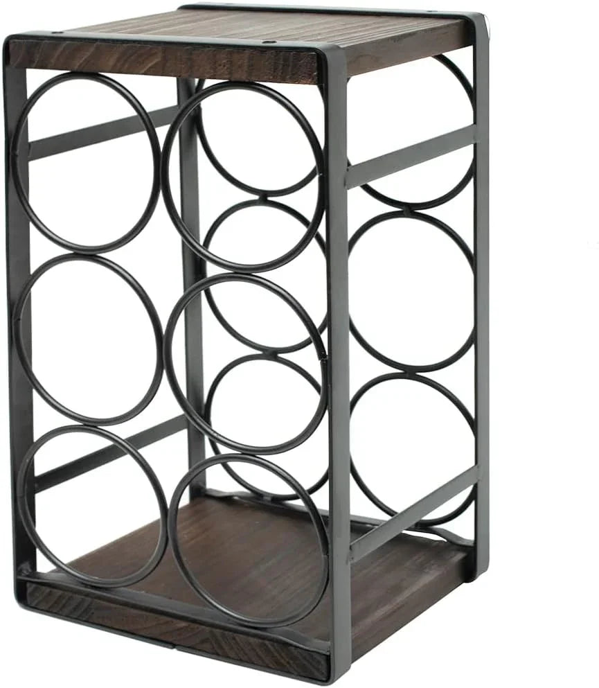 Rustic Wood Countertop Wine Rack 6 Bottles No Need Assembly Brown