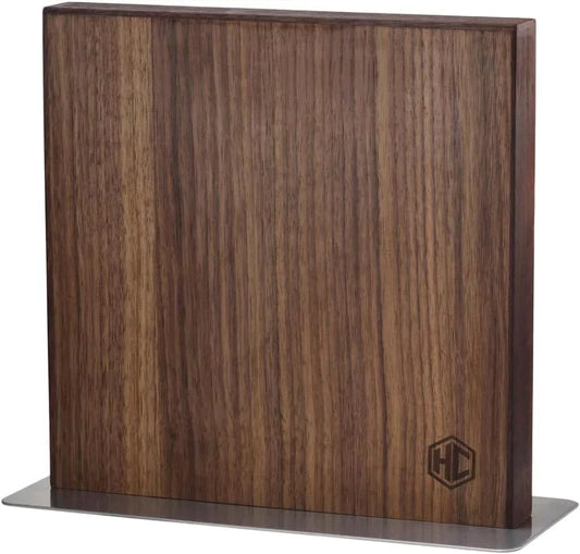 Magnetic Walnut Knife Block Holder with Strong Enhanced Magnets for Multipurpose Storage in the Home and Kitchen