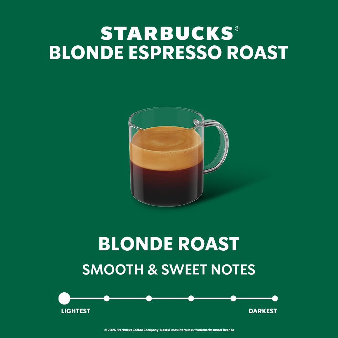 Starbucks by Nespresso Vertuo, Blonde Roast Espresso, 50-Count Espresso Pods, Brews, 1.35 Oz.
