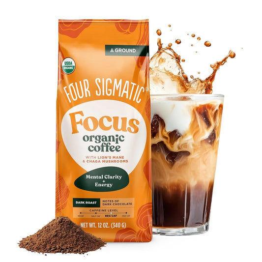 Focus Mushroom Coffee | Organic Ground Coffee with Lion'S Mane Mushroom and Chaga for Better Focus and Immune Support | 12Oz Bag