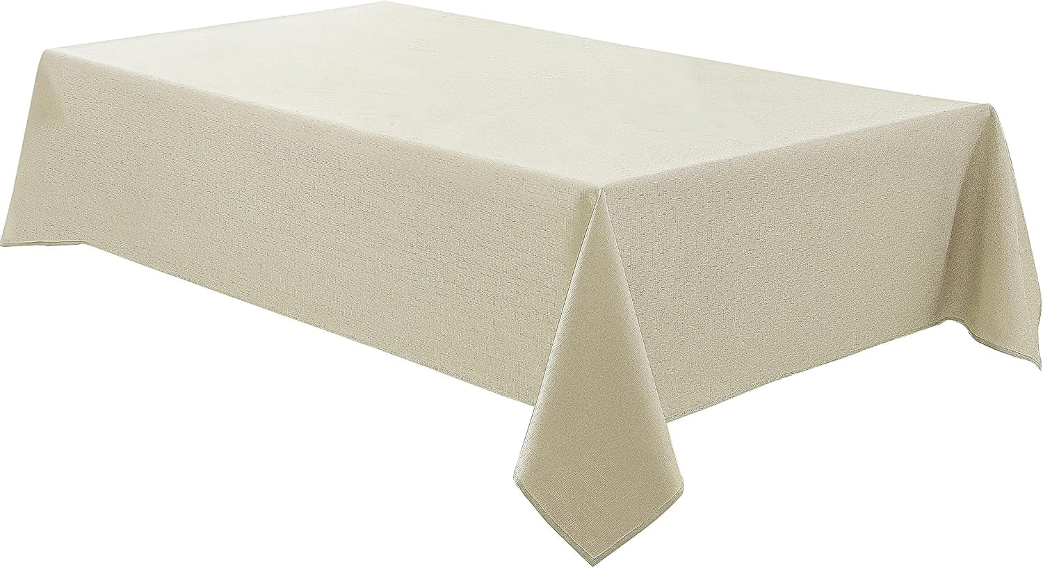 Faux Linen Rectangle Tablecloths 52X70 Inch Beige Waterproof Table Cloths for 4Ft Dining Table Banquets Buffet Parties and Wedding 1 Pack