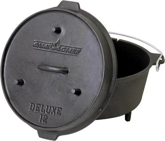 DO-12 Pre Seasoned Cast Iron Dutch Oven, Black