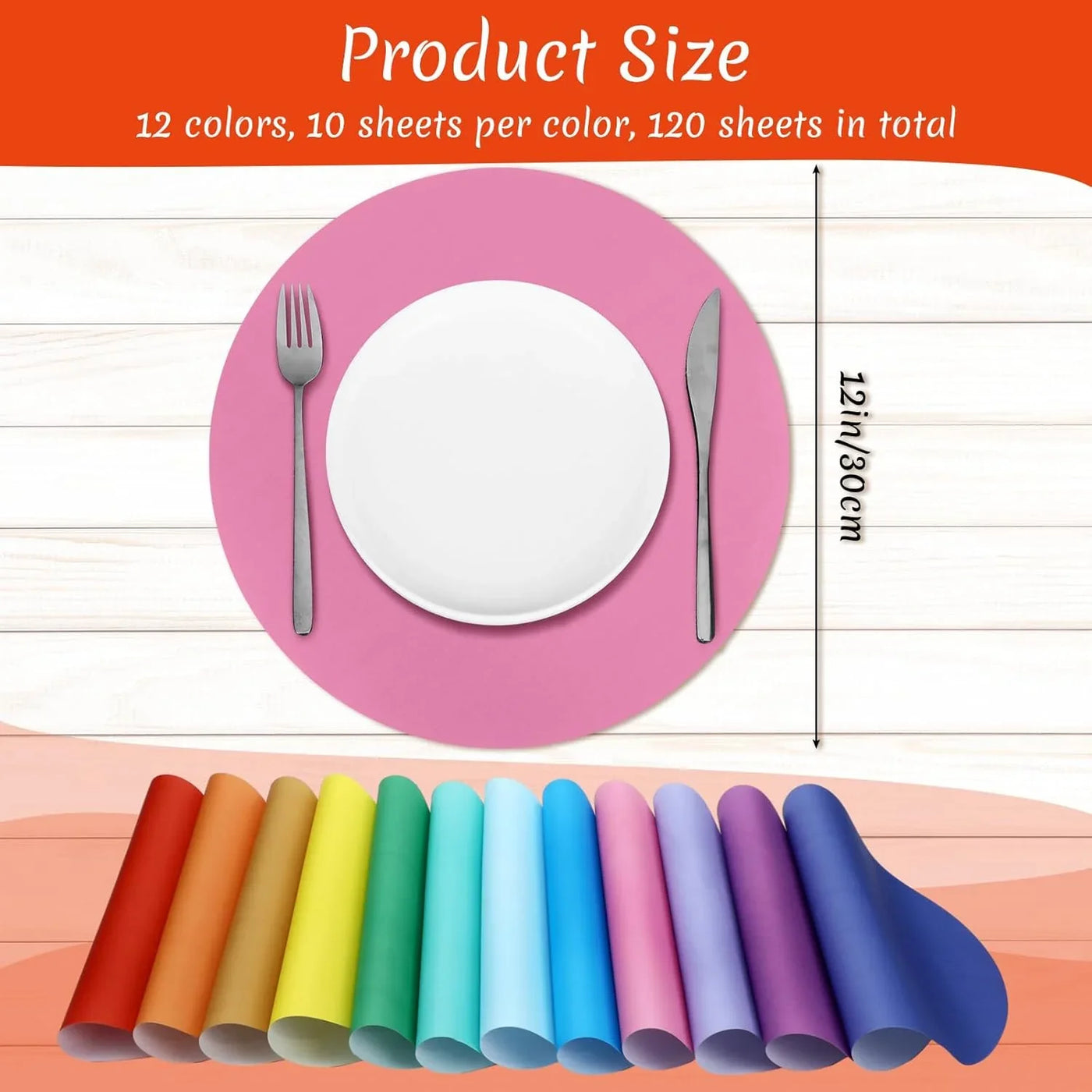 120 Pcs Disposable Paper Placemats 12 Inch round Paper Place Mats Blank Table Mats for Restaurant Catering Dining Weddings Birthday Table Holiday Parties Supplies(Colorful)
