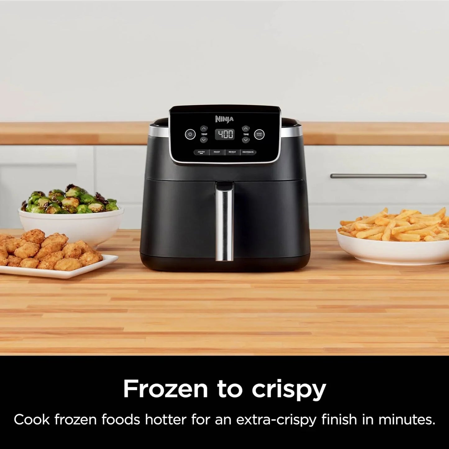 Air Fryer with Air Crisp | 5 QT Capacity Fits up to 4Lbs of Fries | 4-In-1 Pro Air Fry, Roast, Reheat, Dehydrate | 400°F Max Temp | 1750 Watts | W/Nonstick Basket & Crisper Plate | Grey | AF141