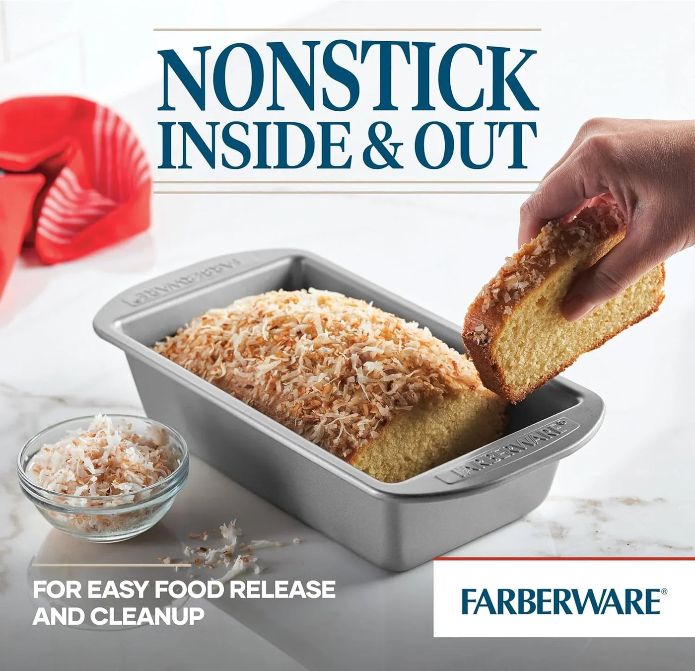 Bakeware Meatloaf/Nonstick Baking Loaf Pan Set, Two 9-Inch X 5-Inch, Gray
