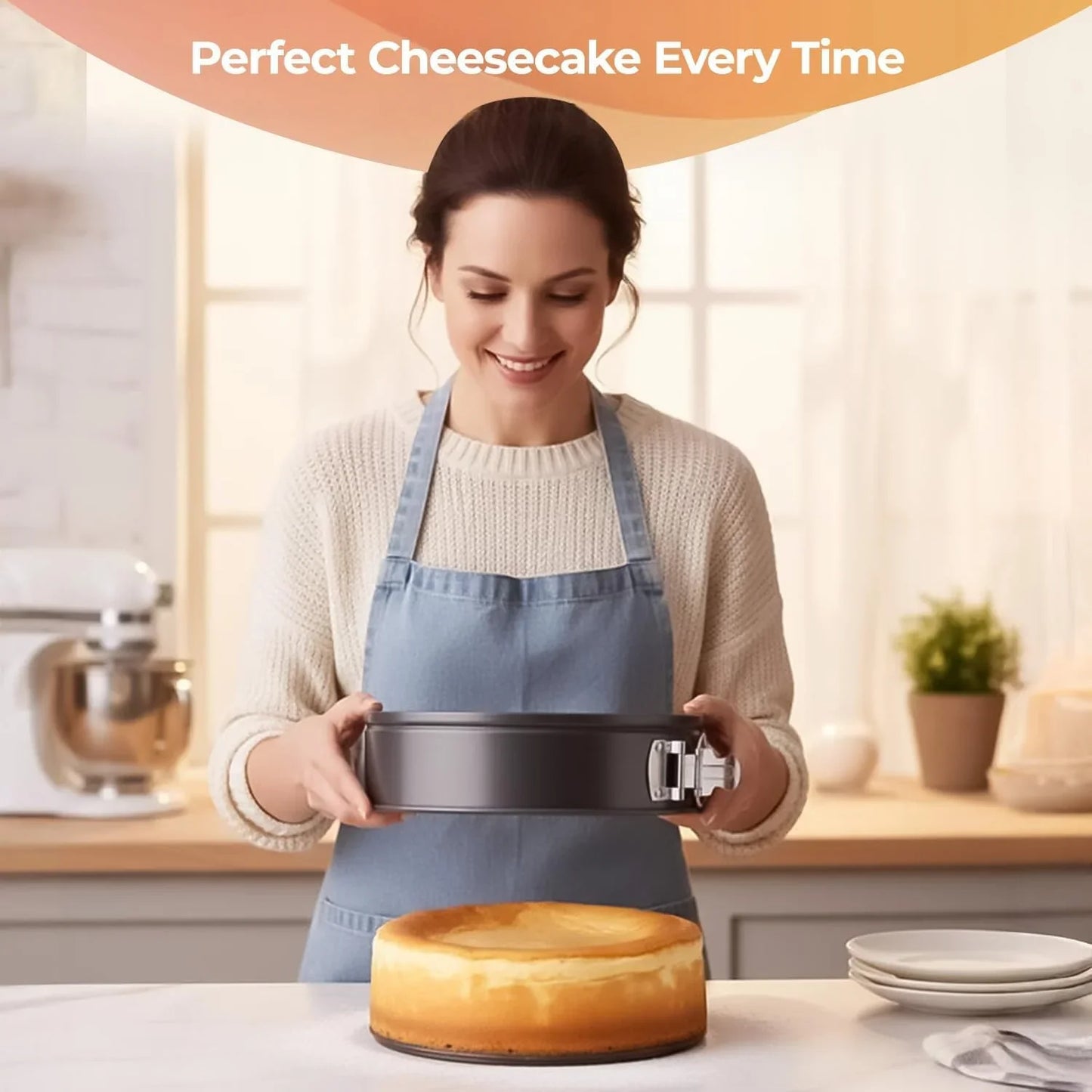 Non-Stick 9 Inch Springform Pan - Spring Form Pan for Cheesecake with Removable Bottom, Bonus Icing Spatula with 10 Pcs Parchment Paper & Recipe E-Book - Ideal for Baking Cakes, Pizzas, & More!