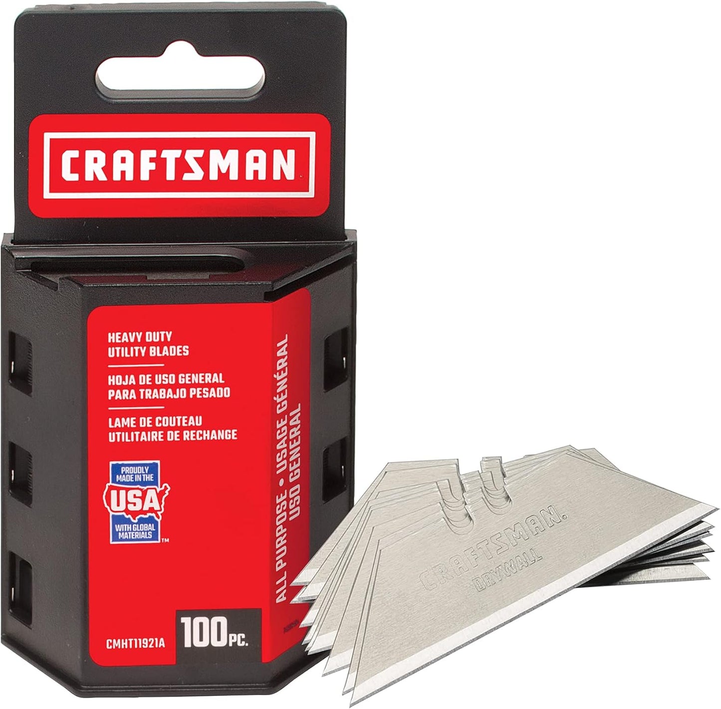 Utility Knife Blades, 100 Pack, for Drywall, Leather, Rubber and More (CMHT11921A)