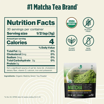Organic Culinary Grade Matcha Powder - Japanese Green Tea for Baking, Smoothies, Lattes, and Skin Care, 30G / 1.06 Ounce (Pack of 1)
