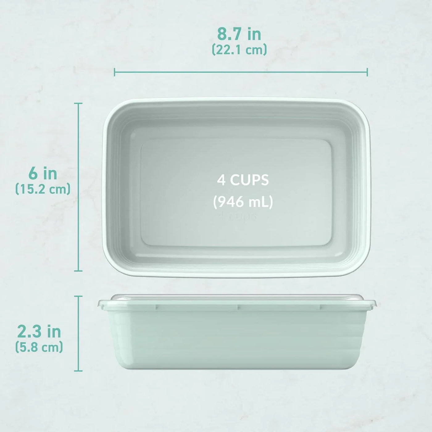 Prep - 20-Piece 1-Compartment Reusable Meal Prep Containers with Lids, PFAS & BPA Free Materials, Durable, Microwave, Freezer, & Dishwasher Safe to Go Food Storage (Mint)