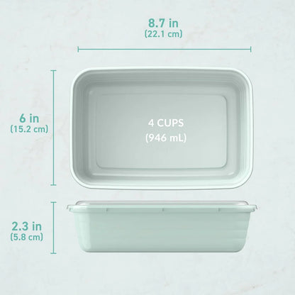 Prep - 20-Piece 1-Compartment Reusable Meal Prep Containers with Lids, PFAS & BPA Free Materials, Durable, Microwave, Freezer, & Dishwasher Safe to Go Food Storage (Mint)