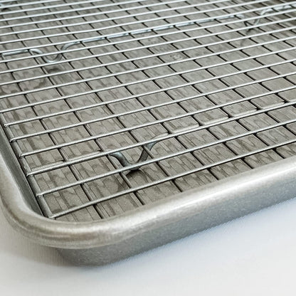 Bakeware Half Sheet Baking Pan and Bakeable Nonstick and Cooling Rack Set, Metal