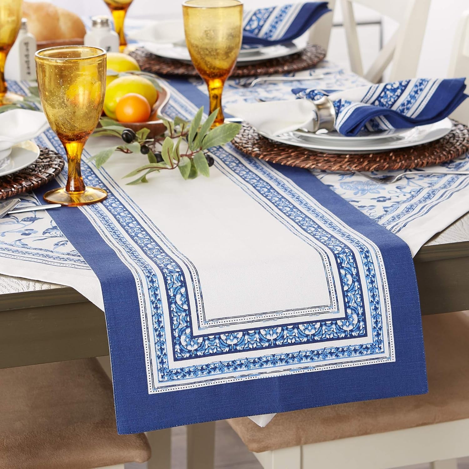 Table Top Décor Collection Spring & Summer Table Runner, 14X72, Porto Stripe Print