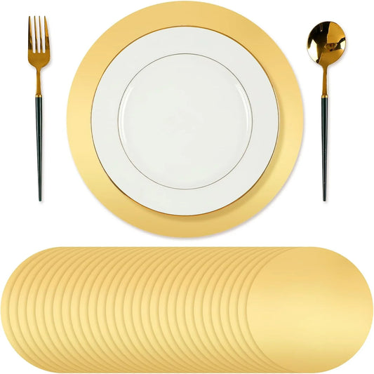 100 Pcs Gold round Paper Placemats Gold Decorative Disposable Placemats Table Mats for Dining Wedding Table Decoration Home Banquet New Years Festive Party Birthday Holiday