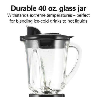 Blender and Food Processor Combo for Shakes & Smoothies, with 3 Cup Electric Food Chopper Attachment, 40 Oz Glass Jar, Blender Travel Cup, 700 Watts Peak Power, Gray & Black (58163)