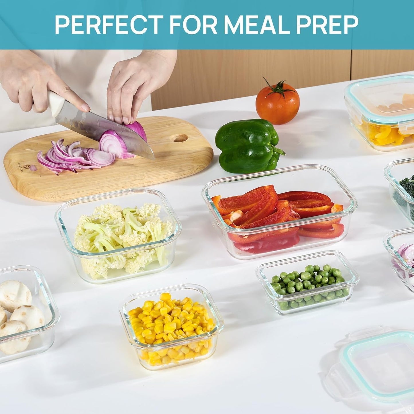 8 Pack Glass Food Storage Containers with Airtight Lids, Glass Meal Prep Containers, Lunch Office Meal for Microwave, Oven, Freezer and Dishwasher, BPA Free