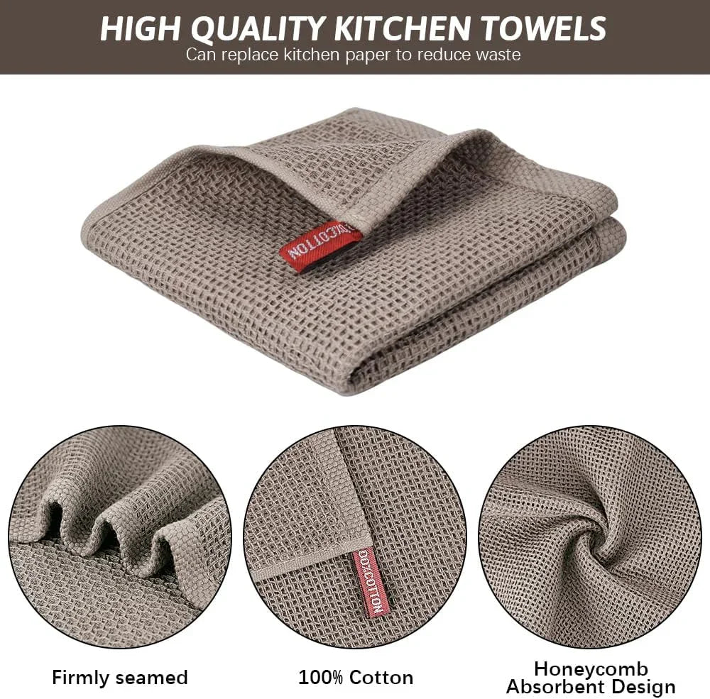 6 Pack Kitchen Towels and Dishcloths Sets,100% Cotton Soft Absorbent Quick Drying Dish Towels for Kitchen,Washing Dishes,12X12 Inches, Multi Color