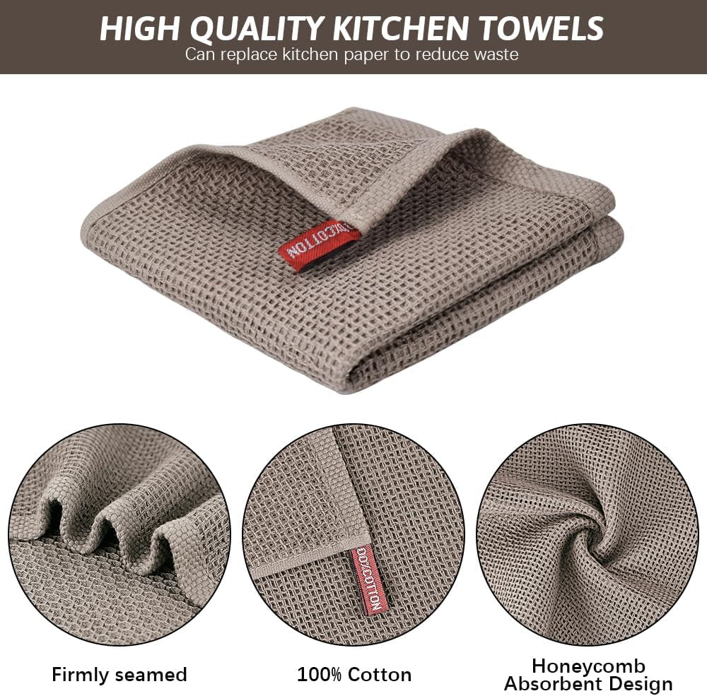 6 Pack Kitchen Towels and Dishcloths Sets,100% Cotton Soft Absorbent Quick Drying Dish Towels for Kitchen,Washing Dishes,12X12 Inches, Multi Color