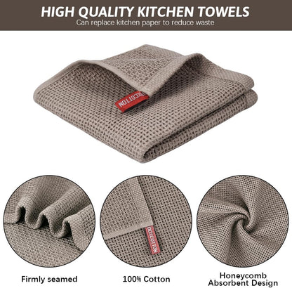 6 Pack Kitchen Towels and Dishcloths Sets,100% Cotton Soft Absorbent Quick Drying Dish Towels for Kitchen,Washing Dishes,12X12 Inches, Multi Color