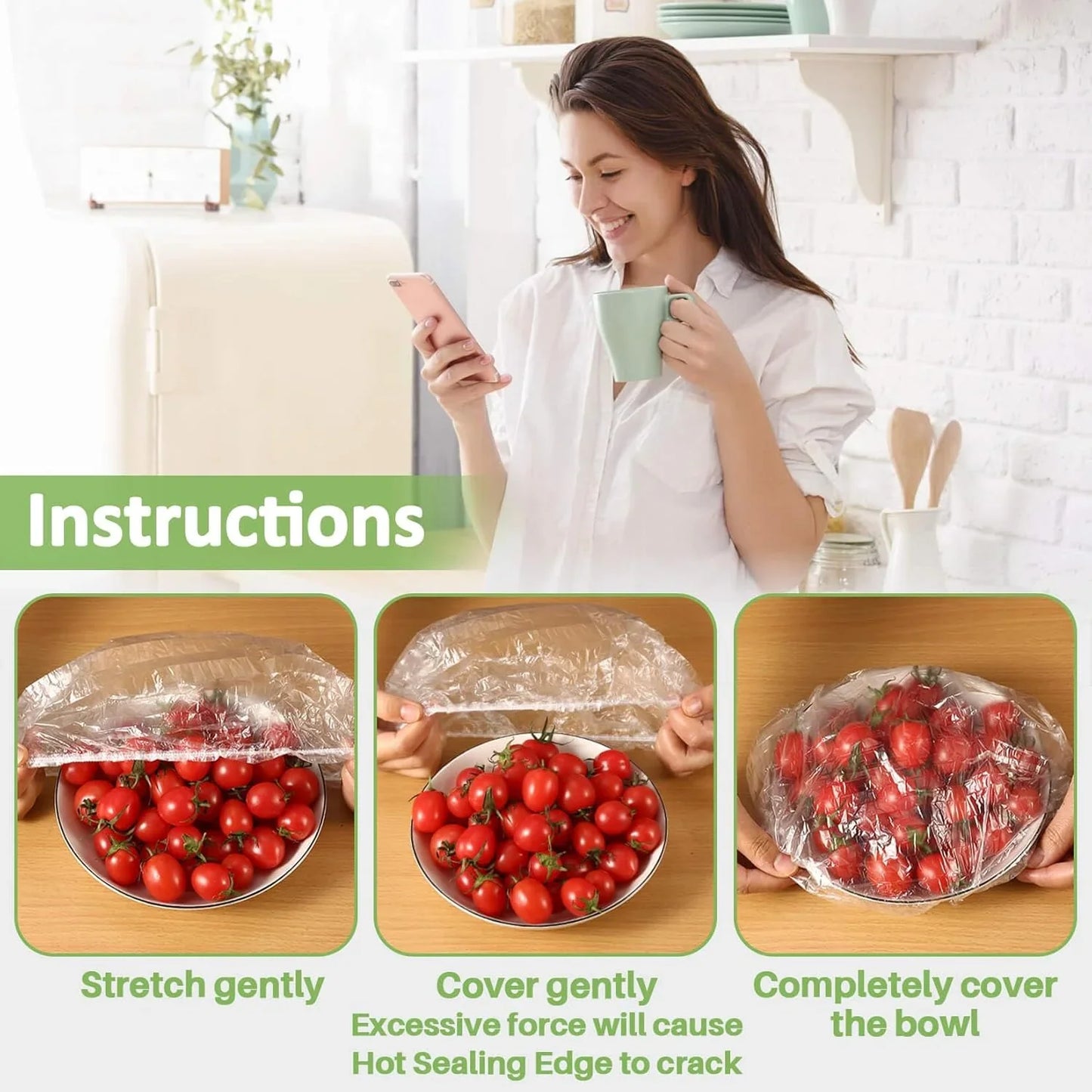 100 Bowl Covers Bread Proofing - Extra Large Plastic Wrap for Food Sourdough Bread Baking Rising Elastic Reusable Plate Covers Outdoor Food Fresh Keeping Bags Shower Cap Hair Deep Conditioning