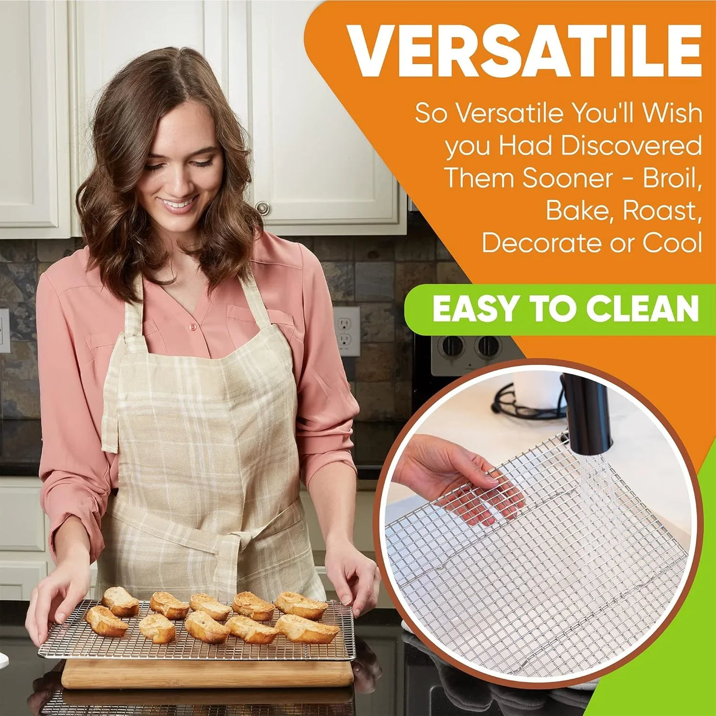10 X 15 Inch Stainless Steel Cooling Rack for Cooking & Baking - Heavy Duty Cookie Cooling Rack for Kitchen - Oven Safe - Fits Jelly Roll Pan - Dishwasher Safe