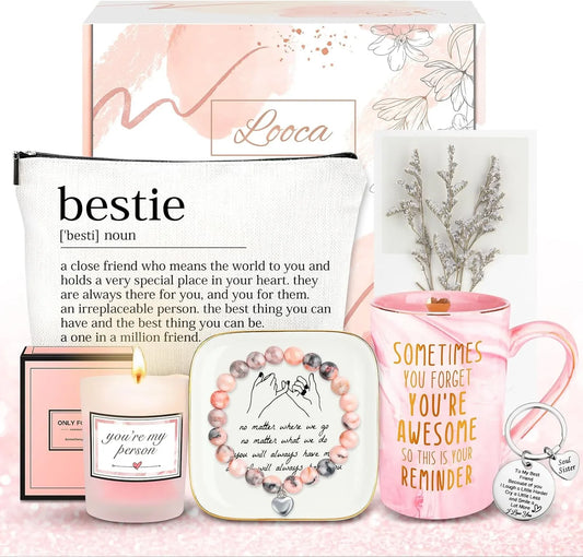 Best Friend Birthday Gifts for Women Friendship Gifts for Women Friends Unique Bestfriend Birthday Gift for Woman Bestfriend Gift Ideas for Bestie BFF Soul Sister - Mug, Keychain, Candle, Bracelet