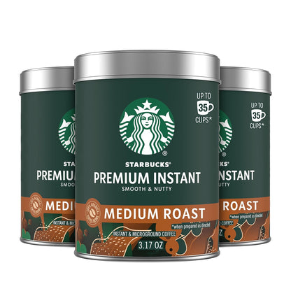 Premium Instant Coffee, Medium Roast Coffee, Arabica Beans, Three 3.17 Oz Tins