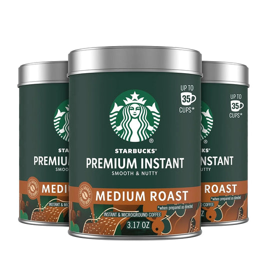 Premium Instant Coffee, Medium Roast Coffee, Arabica Beans, Three 3.17 Oz Tins