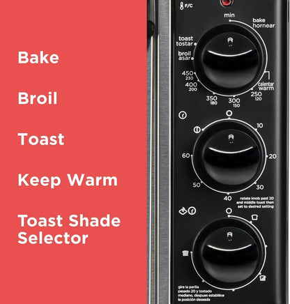 TO3250XSBD 8-Slice Extra Wide Convection Countertop Toaster Oven, Includes Bake Pan, Broil Rack & Toasting Rack, Stainless Steel/Black