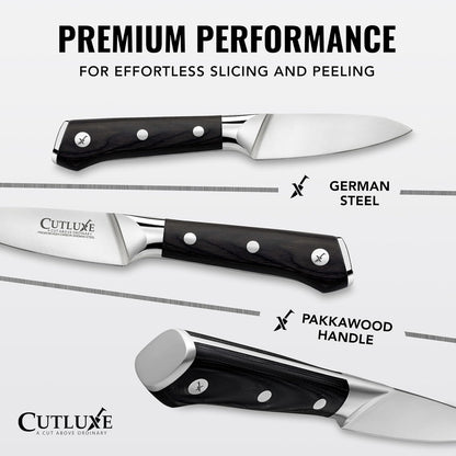 Paring Knife Set – 4" Fruit and 3" Peeling Knives – Small Knife with Razor Sharp Blade – High Carbon German Steel, Full Tang & Ergonomic Handle Design – Artisan Series