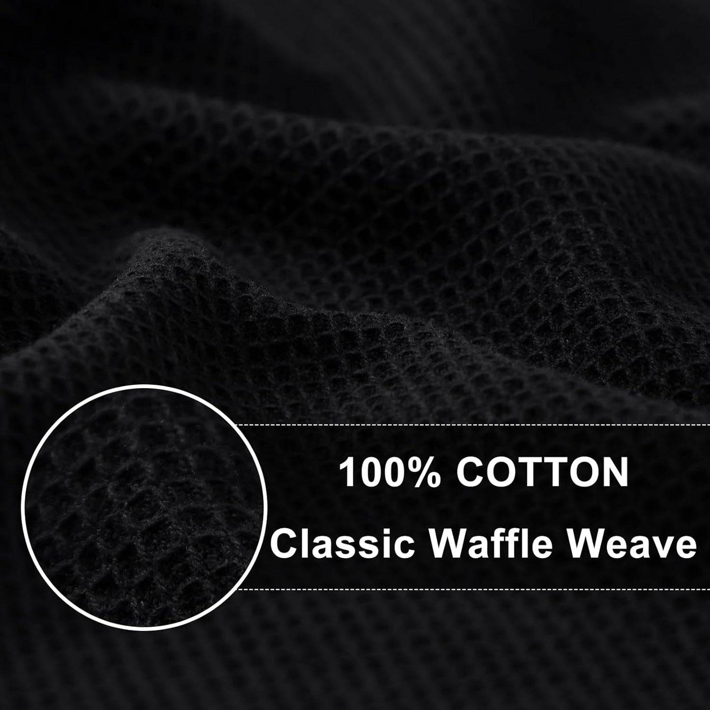 100% Cotton Waffle Weave Kitchen Towels - 4 Pack Soft and Absorbent Dish Towels - 16 X 26 Inches Quick Dry Hand Towels - Black