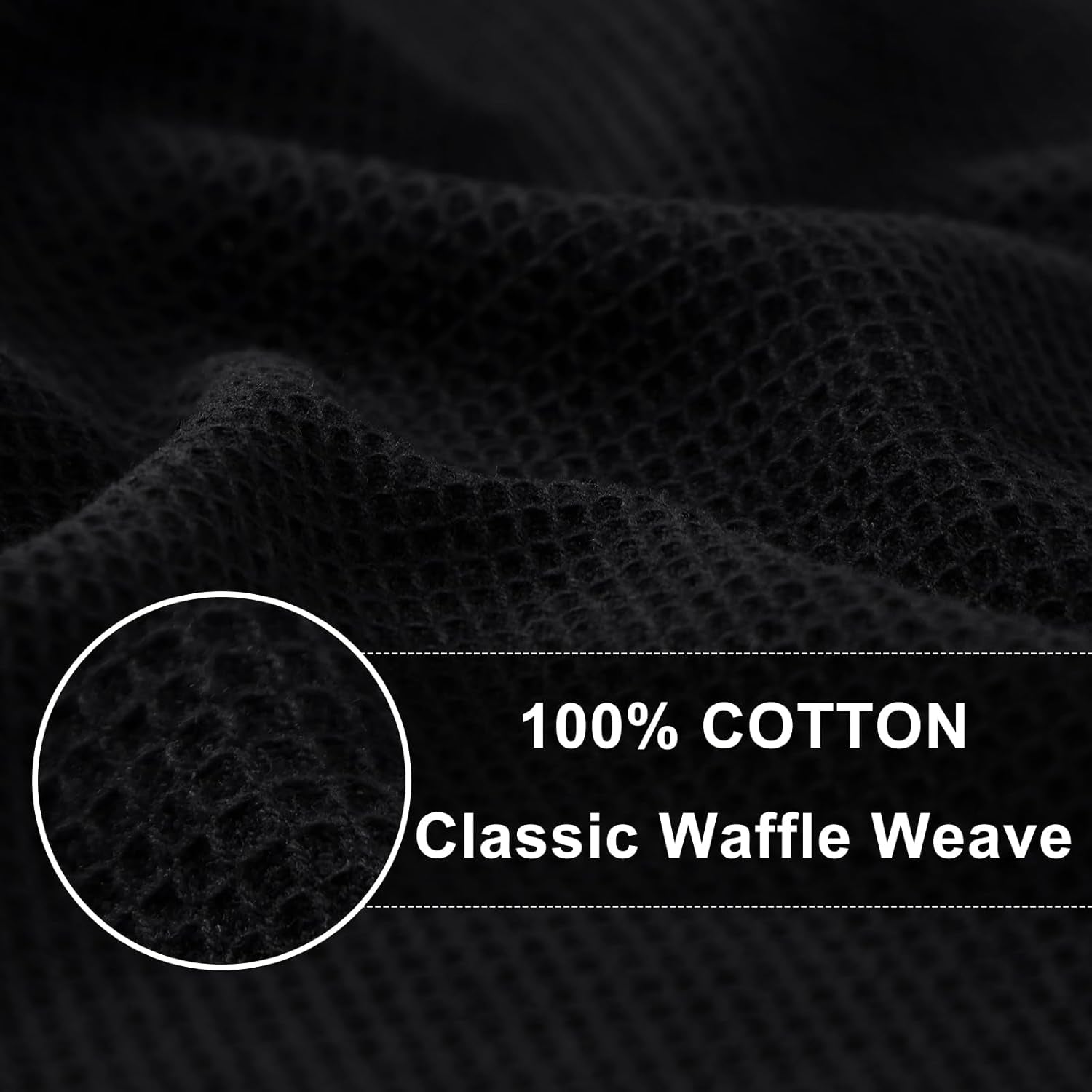 100% Cotton Waffle Weave Kitchen Towels - 4 Pack Soft and Absorbent Dish Towels - 16 X 26 Inches Quick Dry Hand Towels - Black