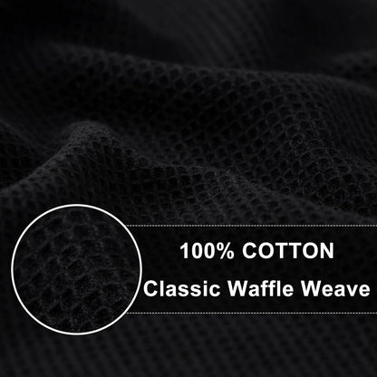 100% Cotton Waffle Weave Kitchen Towels - 4 Pack Soft and Absorbent Dish Towels - 16 X 26 Inches Quick Dry Hand Towels - Black