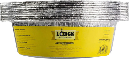 Silver 10 Inch Aluminum Foil Dutch Oven Liner - 100% Recyclable Dutch Oven Liner - Easy Camp Cooking Cleanup - 12 Pack