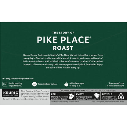 K-Cup Coffee Pods, Medium Roast Hot or Iced Coffee, Pike Place Roast, 60 Keurig Pods