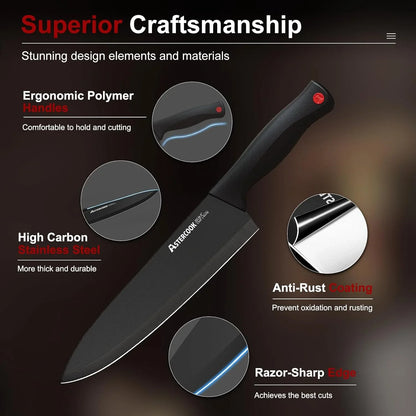 Knife Set,  15 Pieces Knife Sets for Kitchen with Block, Dishwasher Safe Kitchen Knife Set with Built in Sharpener Block, German Stainless Steel Knife Block Set, Valentine'S Gift