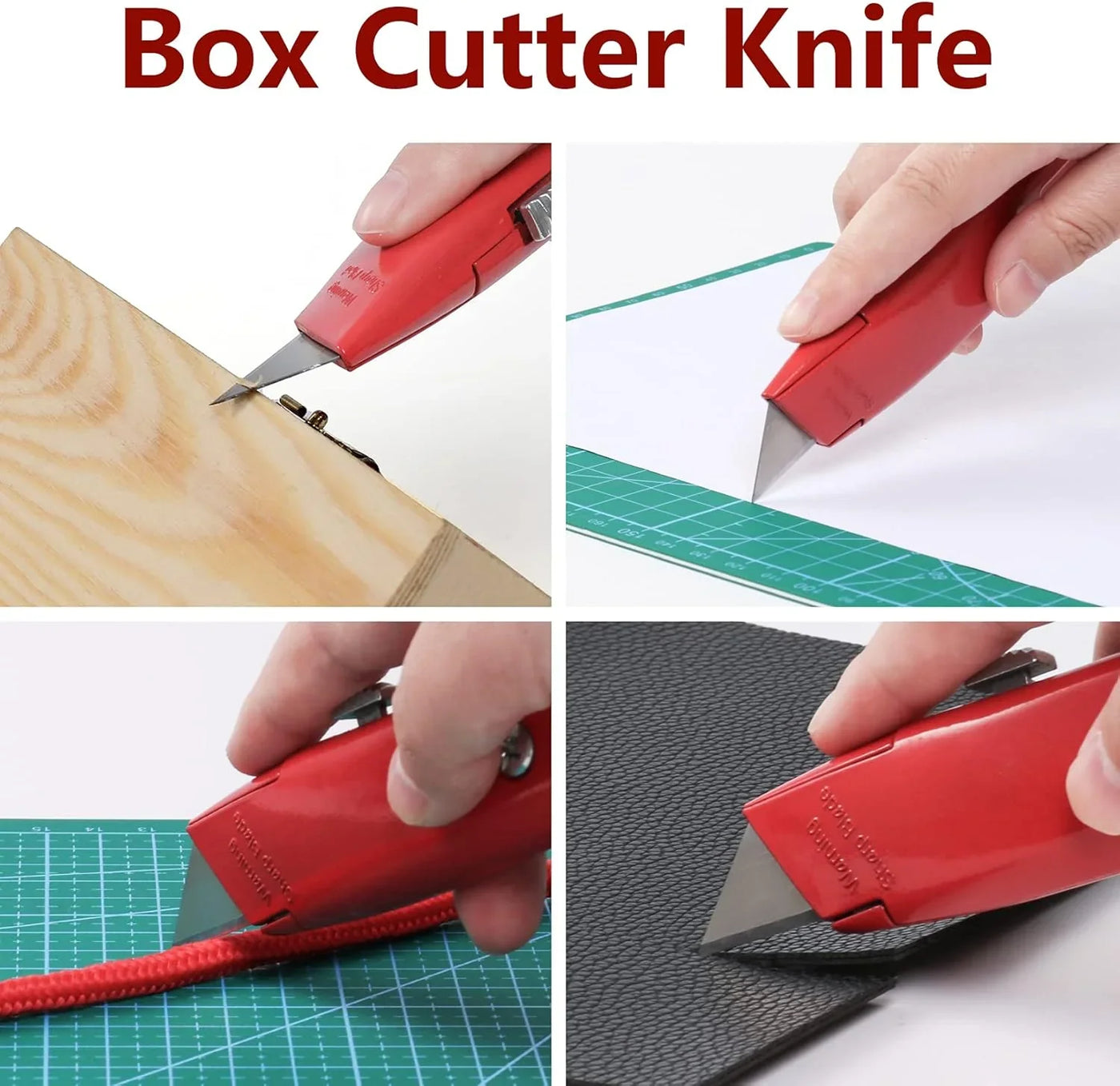 2Pack Utility Knife Box Cutter Retractable Razor Blade Heavy Duty Box Cutters Knife PVC Pipe Cutter (Red)