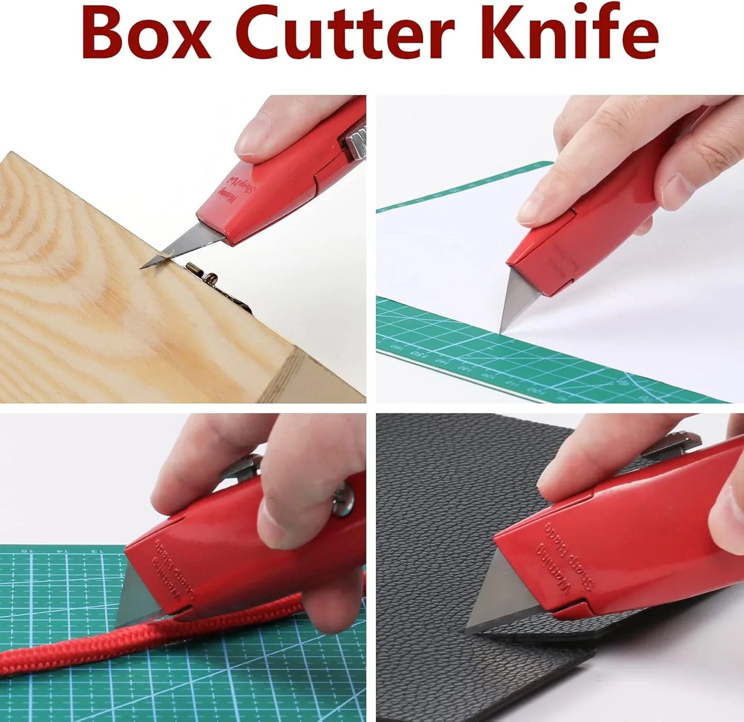 2Pack Utility Knife Box Cutter Retractable Razor Blade Heavy Duty Box Cutters Knife PVC Pipe Cutter (Red)