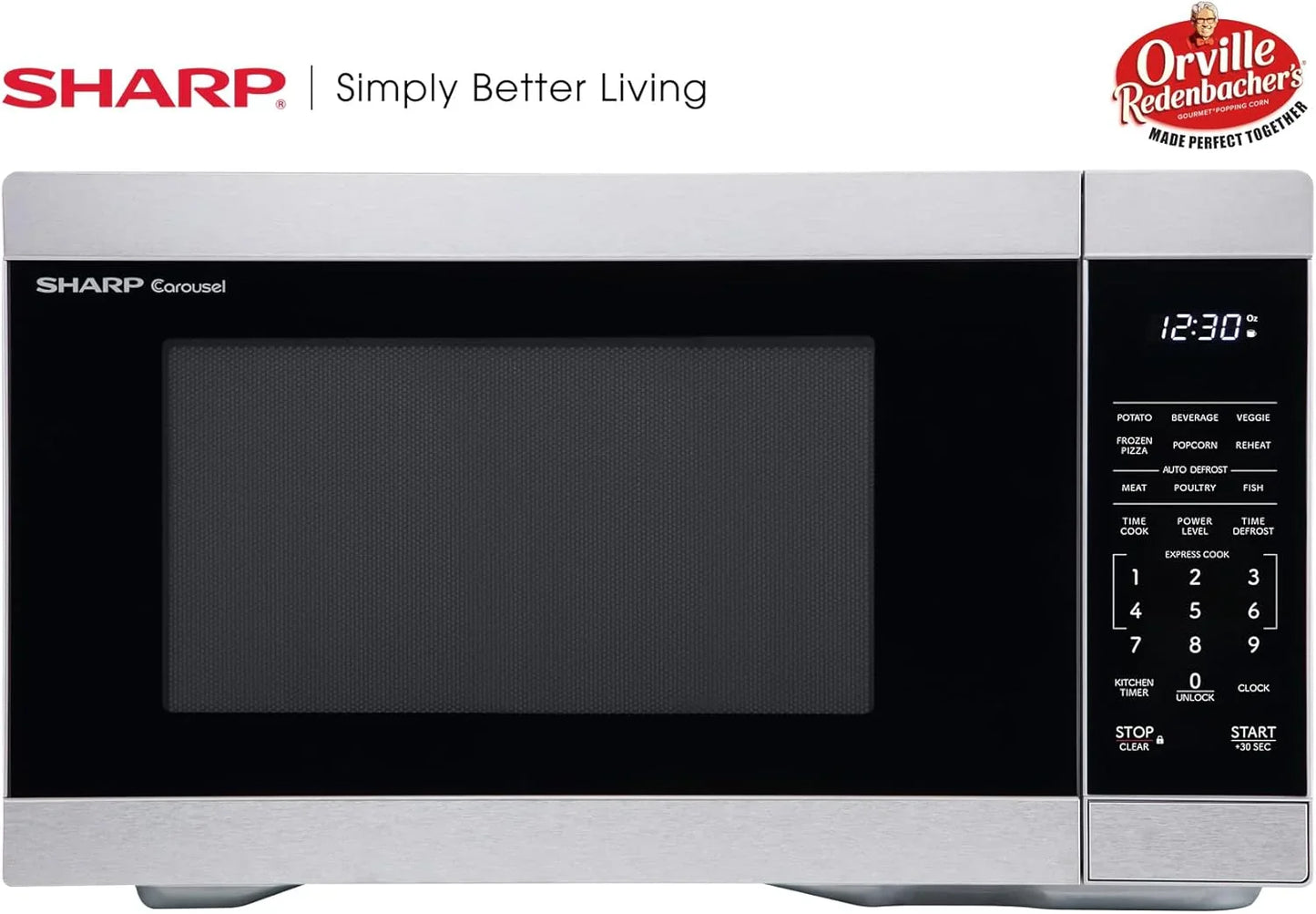 Countertop Microwave Oven with Removable 12.4" Carousel Turntable, 1000 Watt, 1.1 Cubic Feet, Stainless Steel
