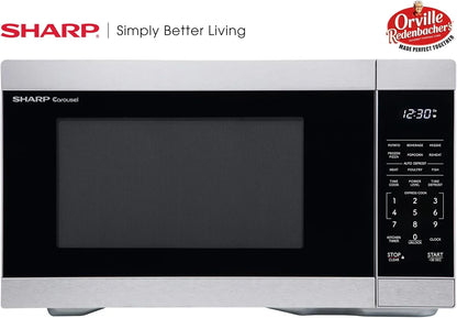 Countertop Microwave Oven with Removable 12.4" Carousel Turntable, 1000 Watt, 1.1 Cubic Feet, Stainless Steel