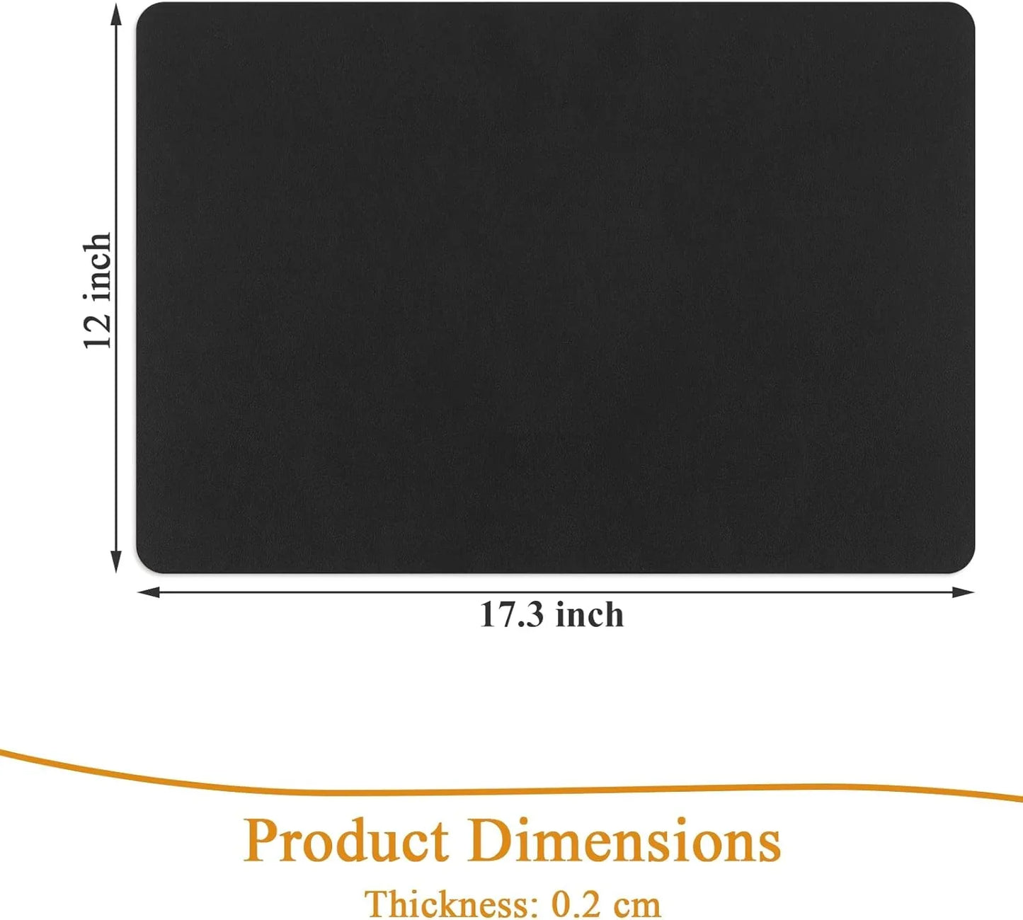 Placemats Set of 6 Faux Leather Waterproof Leakproof Wipeable PU Non-Slip Vinyl Place Mats Heat Resistant Table Mats for Kitchen Dining Table Indoor Outdoor, Black