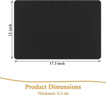 Placemats Set of 6 Faux Leather Waterproof Leakproof Wipeable PU Non-Slip Vinyl Place Mats Heat Resistant Table Mats for Kitchen Dining Table Indoor Outdoor, Black