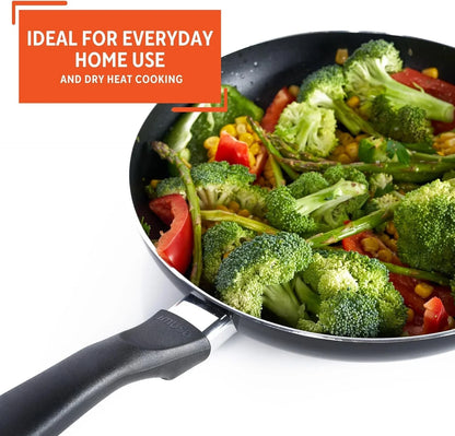 8In Bistro Aluminum Nonstick Fry Pan with Cool Touch Handle, Small Skillet for Eggs, Omelets, Sauteing, and Everyday Cooking, Black