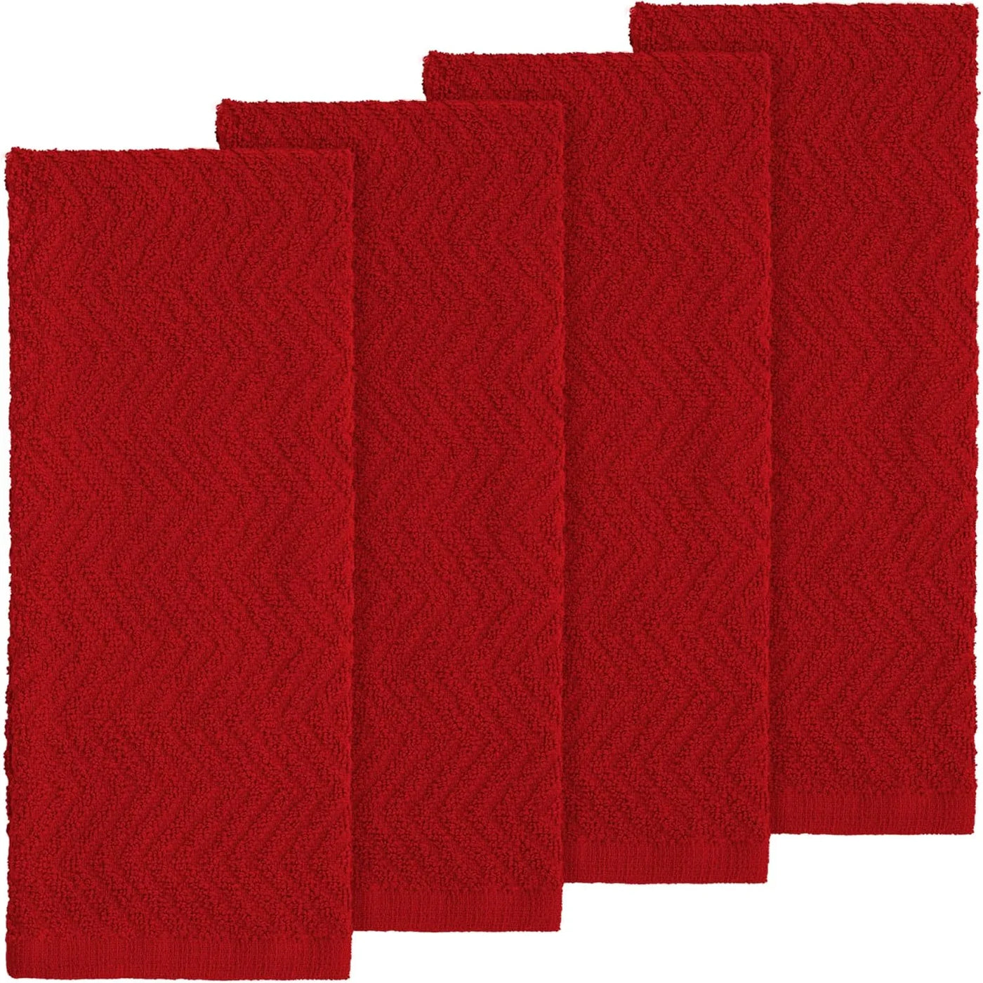 100% Cotton Kitchen Towels, 15" X 25" Absorbent Dish Towels [Premium Quality 400 GSM] Red (Pack of 4)