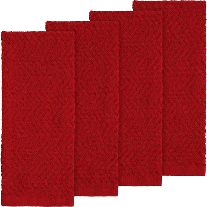 100% Cotton Kitchen Towels, 15" X 25" Absorbent Dish Towels [Premium Quality 400 GSM] Red (Pack of 4)